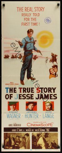 9t423 TRUE STORY OF JESSE JAMES insert '57 Nicholas Ray, Robert Wagner, Jeffrey Hunter, Hope Lange