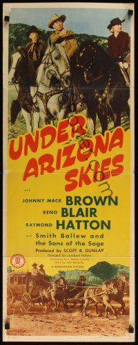 9t429 UNDER ARIZONA SKIES insert '46 Johnny Mack Brown, Reno Blair & Raymond Hatton on horses!