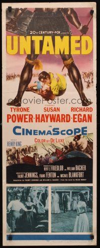 9t432 UNTAMED insert '55 art of Tyrone Power & Susan Hayward in Africa with native tribe!