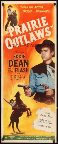9t446 WILD WEST insert R48 singing cowboy Eddie Dean and his horse Flash, Prairie Outlaws!