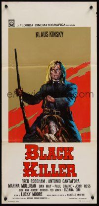 9t460 BLACK KILLER Italian locandina '71 art of wanted Klaus Kinski on horseback!