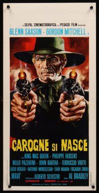 9t468 CRY OF DEATH Italian locandina '68 Alfonso Brescia's Carogne si nasce, Casaro gunslinger art!