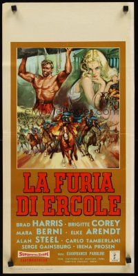 9t484 FURY OF HERCULES Italian locandina '63 La Furia di Ercole, cool Gasparri sword & sandal art!
