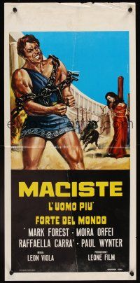 9t513 MOLE MEN AGAINST THE SON OF HERCULES Italian locandina R63 art of Mark Forest by Paradiso!