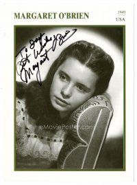 9w249 MARGARET O'BRIEN signed 5x7 card '93 nice photo with German biography on the back!