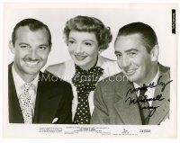 9w163 MACDONALD CAREY signed 8x10.25 still '51 with Colbert & Scott in Let's Make It Legal!