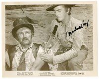 9w162 MACDONALD CAREY signed 8x10.25 still '50 using knife to operate on man in Comanche Territory!