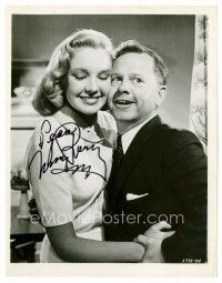 9w176 MICKEY ROONEY signed 8x10 still '50s with pretty girl & a wacky look on his face!