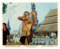 9w146 JOCK MAHONEY signed color 8x10 still '63 drawing his bow from Tarzan's Three Challenges!
