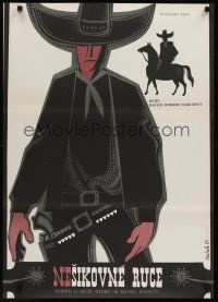 9x203 AWKWARD HANDS Czech 23x33 '75 Peter Lee Lawrence, Mrozek art of gunslinger cowboy!