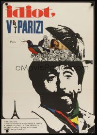 9x225 IDIOT IN PARIS Czech 23x33 '69 Serge Korber, Vaca art of guy with much on his mind!
