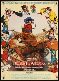 9x494 AMERICAN TAIL Danish '86 Steven Spielberg, Don Bluth, art of Fievel the mouse!