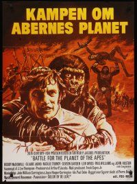 9x502 BATTLE FOR THE PLANET OF THE APES Danish '73 Roddy McDowall, Wenzel art from sci-fi sequel!