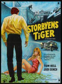 9x546 HE WHO RIDES A TIGER Danish '67 Tom Bell, Judi Dench, art of man falling off of building!