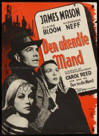 9x572 MAN BETWEEN Danish '53 James Mason is a smooth sinner, Claire Bloom, directed by Carol Reed!