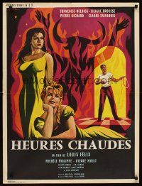 9x651 HOT HOURS French 23x32 '59 Heures Chaudes, Francoise Deldick, really cool Noel art!
