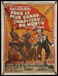 9x735 GREATEST SHOW ON EARTH French 15x21 R70s DeMille circus classic,Charlton Heston, Stewart!