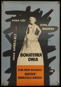 9x059 DOLL THAT TOOK THE TOWN Polish 23x33 '58 Stachurski art of Virna Lisi in gown!