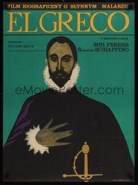 9x066 EL GRECO Polish 23x33 '68 close up art of Mel Ferrer as The Man Called El Greco by Hibner!