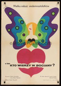 9x082 KTO WIERZY W BOCIANY Polish 23x33 '71 Leszek Lotocki, Lipinski art of butterfly woman!