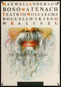9x009 BOSO W ATENACH stage play Polish 27x38 '80s Grzegorz Marszalek art of bearded man!
