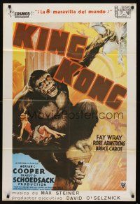 9x179 KING KONG Spanish R82 Fay Wray, Robert Armstrong, great art of giant ape on building!