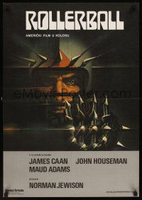 9x471 ROLLERBALL Yugoslavian '75 James Caan in a future where war does not exist, Bob Peak art!