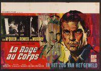 9y601 BABY THE RAIN MUST FALL Belgian '65 different art of Steve McQueen & Lee Remick by Ray!