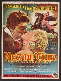 9y694 LEATHERNOSE Belgian '52 Yves Allegret's Nez de cuir, artwork of lovers kissing!