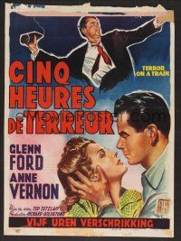 9y765 TIME BOMB Belgian '53 Terror on a Train, different art of Glenn Ford & Anne Vernon by Wik!