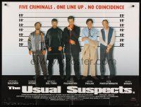 9y241 USUAL SUSPECTS DS British quad '95 Kevin Spacey with watch, Baldwin, Byrne, Palminteri, Singer