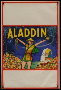9y247 ALADDIN stage play English double crown '30s stone litho of female lead w/lamp & treasure!