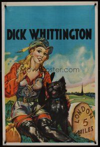 9y248 DICK WHITTINGTON stage play English double crown '30s cool stone litho of sexy female lead!