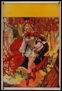 9y252 RED RIDING HOOD stage play English double crown '30s stone litho art of sexy Red!