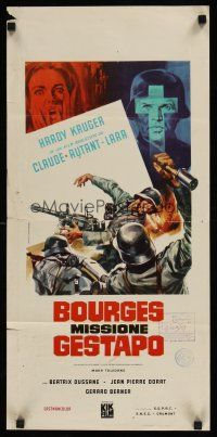 9y181 FRANCISCAN OF BOURGES Italian locandina '68 cool Piovano WWII artwork of Hardy Kruger!