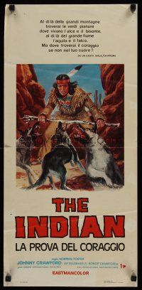 9y186 INDIAN PAINT Italian locandina 1978 1st release art of Native American Johnny Crawford fighting wolves!
