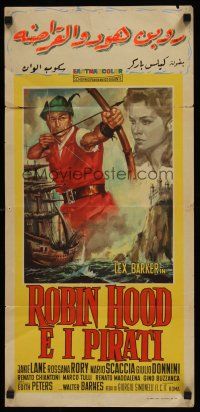 9y198 ROBIN HOOD & THE PIRATES Italian locandina '61 art of Lex Barker in title role!