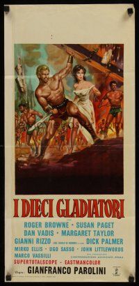 9y202 TEN GLADIATORS Italian locandina R64 I Dieci Gladiatori, sword & sandal art by Antonio Mos!