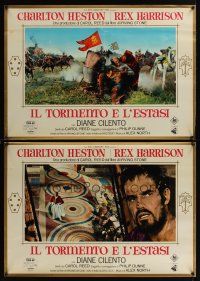 9y156 AGONY & THE ECSTASY 12 Italian photobustas '65 great images of Charlton Heston & Rex Harrison!