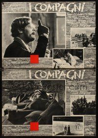 9y165 ORGANIZER 10 Italian photobustas '64 Monicelli's I compagni, Marcello Mastroianni w/beard!
