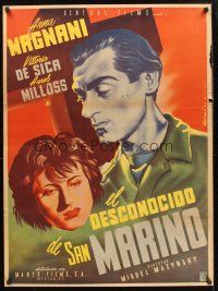 9y032 UNKNOWN MEN OF SAN MARINO Mexican poster '46 Satora art of Anna Magnani & Vittorio De Sica!