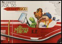 9y317 MUPPET MOVIE Polish 27x38 '82 Pagowski art of Kermit the Frog, Fonzie & Miss Piggy in car!