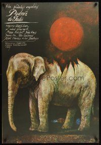 9y329 PASSAGE TO INDIA Polish 27x38 '84 David Lean, different elephant art by Wiktor Sadowski!
