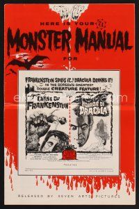 9z161 CURSE OF FRANKENSTEIN/HORROR OF DRACULA pressbook '64 here is your monster manual!