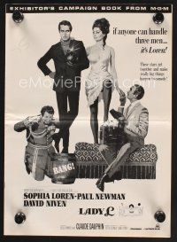 9z189 LADY L pressbook '65 cool art of sexy Sophia Loren, Paul Newman & David Niven!