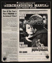 9z194 LOVE WITH THE PROPER STRANGER pressbook '64 romantic c/u of Natalie Wood & Steve McQueen!