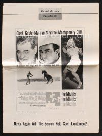 9z202 MISFITS pressbook '61 Huston, Clark Gable, Marilyn Monroe, Montgomery Clift, Hirschfeld art!