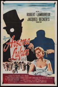 1a012 ADVENTURES OF ARSENE LUPIN 1sh '57 silhouette of man in monocle + sexy lady!