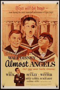 1a020 ALMOST ANGELS 1sh '62 Disney, boys will be boys, they're only angels when they're singing!