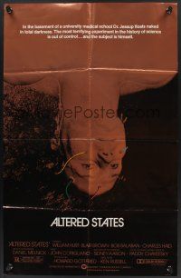 1a021 ALTERED STATES foil 1sh '80 William Hurt, Paddy Chayefsky, Ken Russell, sci-fi horror!